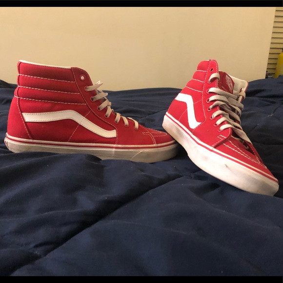 vans old skool red high top